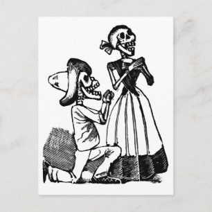 Cartão Postal Cupido Calavera, Skeleton Lovers c. anos 1900