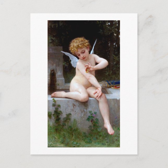 Cartão Postal Cupido com borboleta, Bouguereau (Frente)