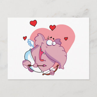Cartão Postal Cupido De Elefante Rosa Engraçado