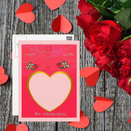 Cartão Postal Cupido e quadro cardíaco adicione sua foto