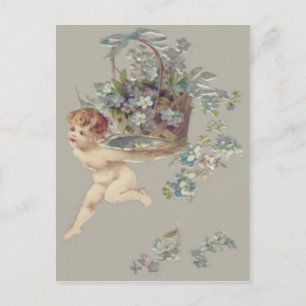 Cartão Postal Cupido Querubim Anjo Não-me-esqueças