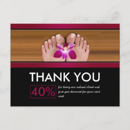 Cartão Postal Cupom de Agradecimento do Salão de Unhas Pedicure