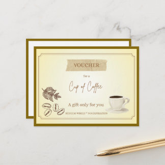 Cartão Postal Cupom de Café' Voucher Presente Engraçado