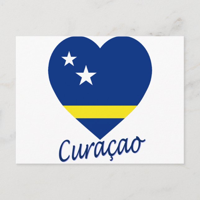 Cartão Postal Curacao Flag Heart (Frente)