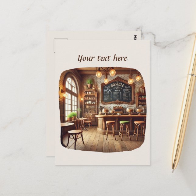 Cartão Postal Curioso adicionar seu compro de café de texto (Frente/Verso In Situ)