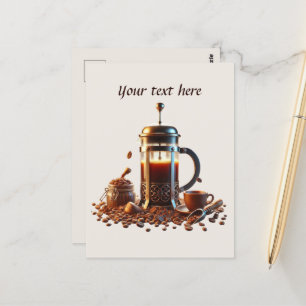 Cartão Postal Curioso adicionar seu compro de café de texto