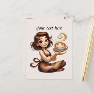 Cartão Postal Curioso adicionar seu compro de café de texto