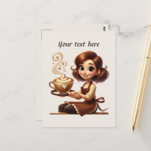Cartão Postal Curioso adicionar seu compro de café de texto