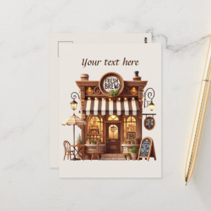 Cartão Postal Curioso adicionar seu compro de café de texto