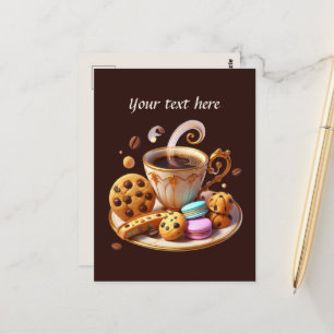 Cartão Postal Curioso adicionar seu compro de café de texto