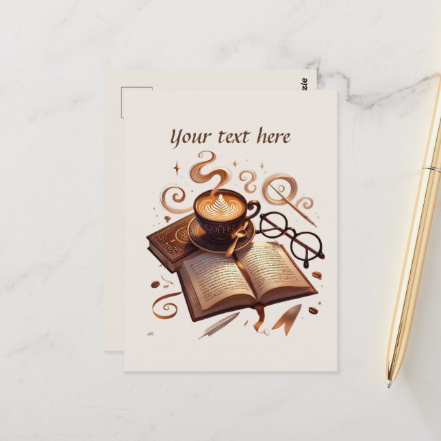 Cartão Postal Curioso adicionar seu compro de café de texto (Frente/Verso In Situ)