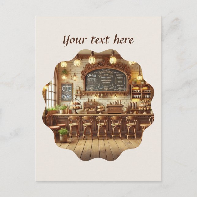 Cartão Postal Curioso adicionar seu compro de café de texto (Frente)