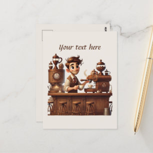 Cartão Postal Curioso adicionar seu compro de café de texto