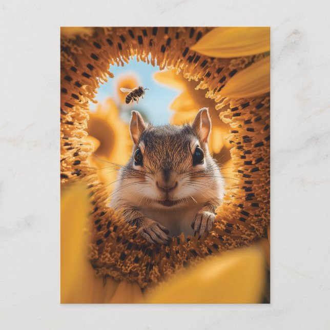 Cartão Postal Curioso Chipk Purgando Através Do Girassol Comido (Frente)