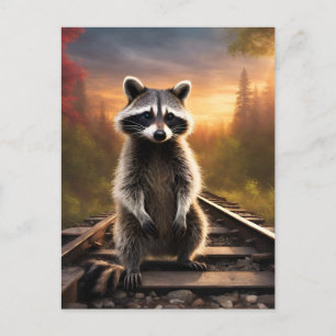 Cartão Postal Curioso Raccoon