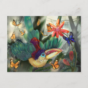 Cartão Postal Curl Crested Aracari Toucan
