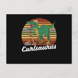 Cartão Postal Curling Saurus Dinossauro Ondulado Trex Inverno