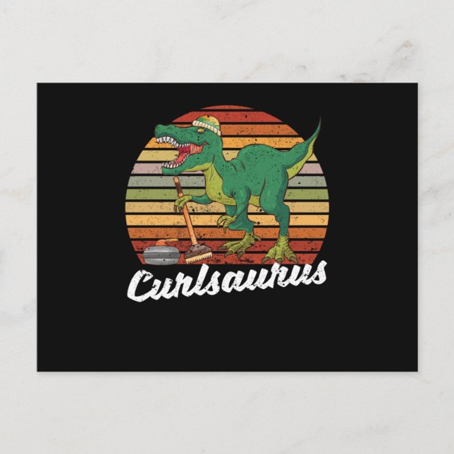 Cartão Postal Curling Saurus Dinossauro Ondulado Trex Inverno (Frente)