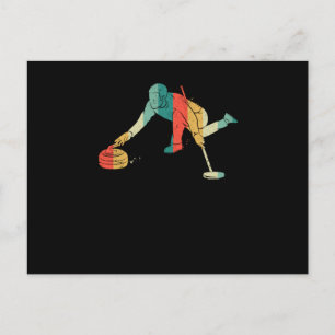 Cartão Postal Curling Silhouette Curlers Deslizando Engraçado De