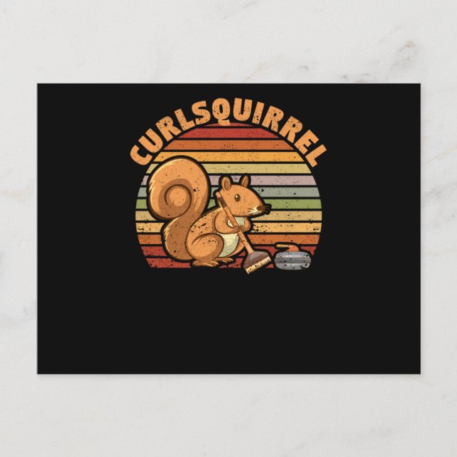Cartão Postal Curling squirrel curler rodent winter sport (Frente)