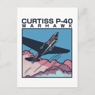 Cartão Postal Curtiss P-40 Warhawk WW2 Plane
