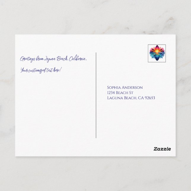 Cartão Postal Curvas de surfe solares (Verso)