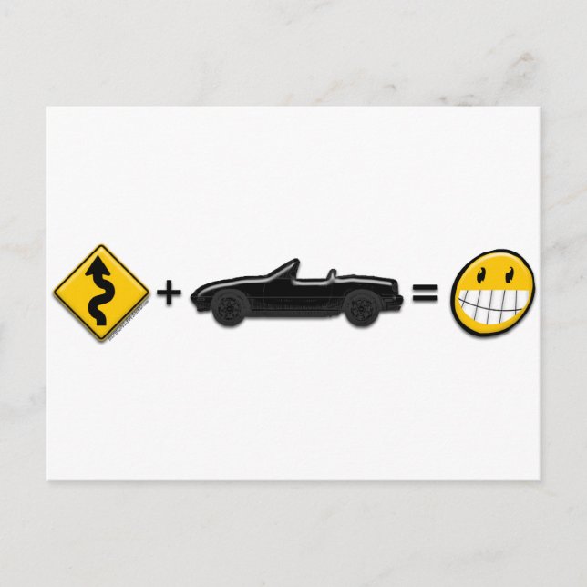 Cartão Postal Curvas + MX5 = Divertimento (Frente)