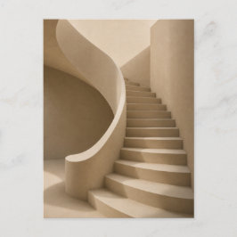 Cartão Postal Curved Staircase Minimalist Beige Postcard