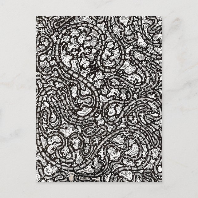 Cartão Postal Curvy Twisty Cartoon Weird Faces Design (Frente)