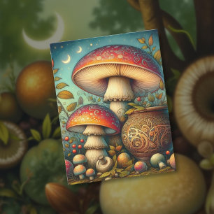 Cartão Postal Cushroom Escuro - Folclore Whimsical