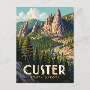 Cartão Postal Custer Dakota do Sul Needles Montanha Viagem
