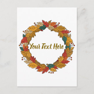 Cartão Postal Custom Fall Leaf Wreath Circle