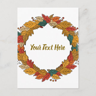 Cartão Postal Custom Fall Leaf Wreath Circle
