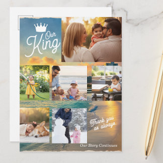 Cartão Postal Custom Father's Day Photo Collage | Our King