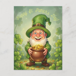 Cartão Postal Custom Leprechaun Gnome Happy St. Patrick's Day 