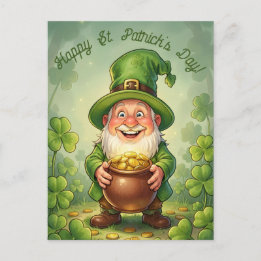 Cartão Postal Custom Leprechaun Gnome Happy St. Patrick's Day 
