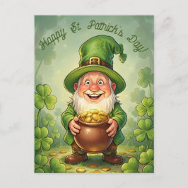 Cartão Postal Custom Leprechaun Gnome Happy St. Patrick's Day 