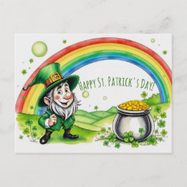 Cartão Postal Custom Leprechaun Gnome St. Patrick's Day Shamrock