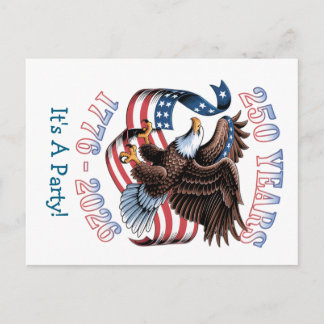 Cartão Postal Custom Patriotic USA 250 year party invitatation