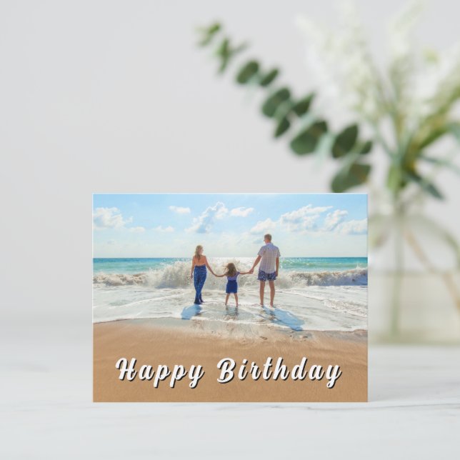 Cartão Postal Custom Photo Birthday Card (Em pé/Frente)