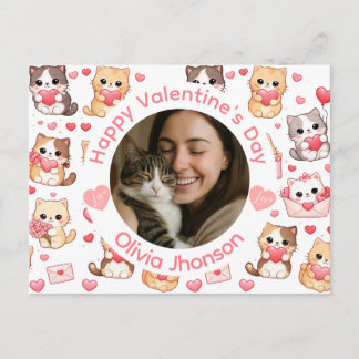 Cartão Postal Custom Photo Valentine’s Day Cat Lover Postcard
