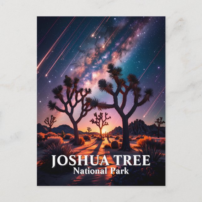 Cartão Postal Custom Text Joshua Tree Night Sky Cosmic Landscape (Frente)