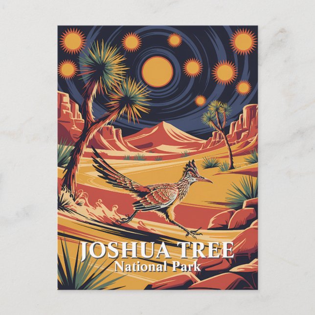 Cartão Postal Custom Text Joshua Tree Wildlife Roadrunner Desert (Frente)