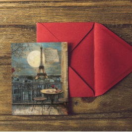 Cartão Postal Custom Vintage Paris Eiffel Tower Romantic Art