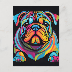 Cartão Postal Cuta e Vibrante para Bulldog