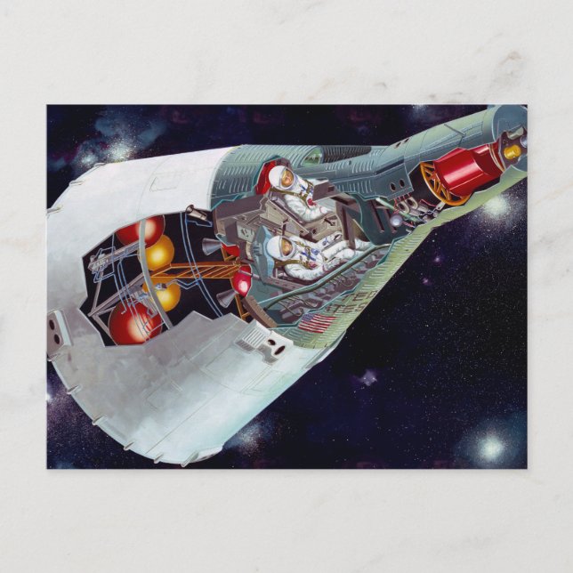 Cartão Postal Cutaway, Uma Nave Espacial Gemini De Duas Pessoas  (Frente)