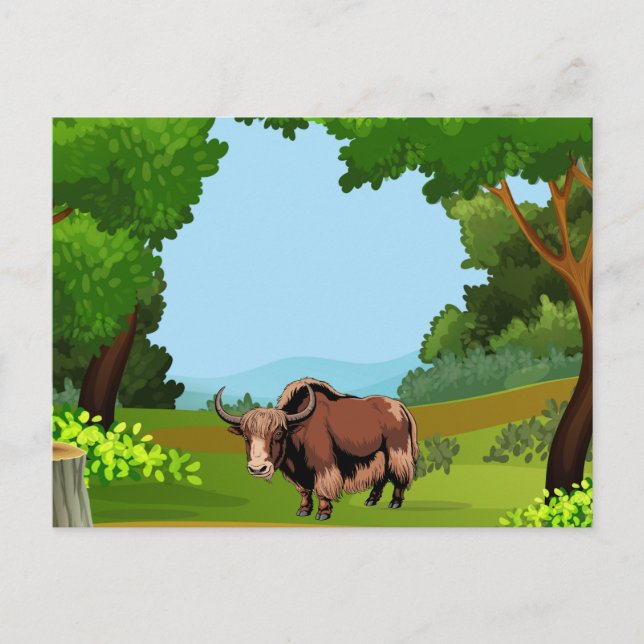 Cartão Postal Cute & adorable brown Yak  (Frente)