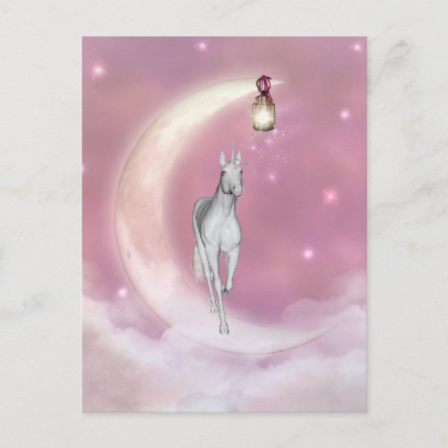 Cartão Postal Cute Adorable Mystical Unicorn (Frente)