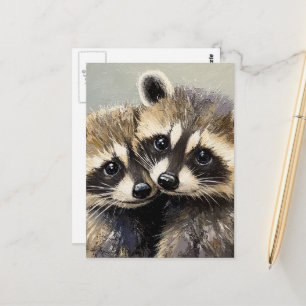 Cartão Postal Cute Adoráveis Bebês Mapaches