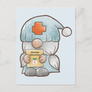 Cartão Postal Cute Anão Enfermeira Médica Recupere-se